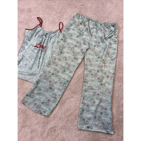 Women’s Coca Cola Pajamas Set Top Bottoms Green Red Sleep 2XL - Picture 10 of 12